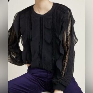 ANTHROPOLOGIE Black Daniel Rainn Augusta Blouse